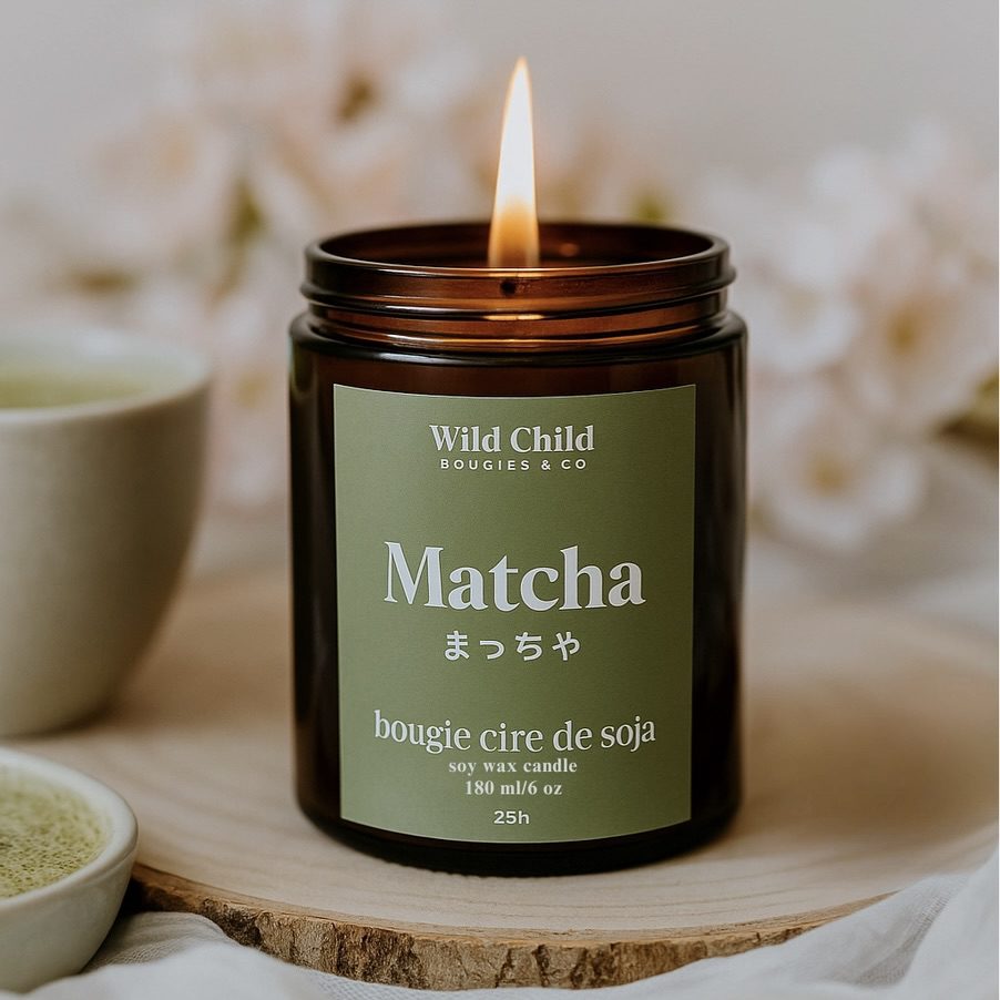 Natürliche Tee-Duftkerze Matcha groß 1 Natürliche Tee-Duftkerze Matcha