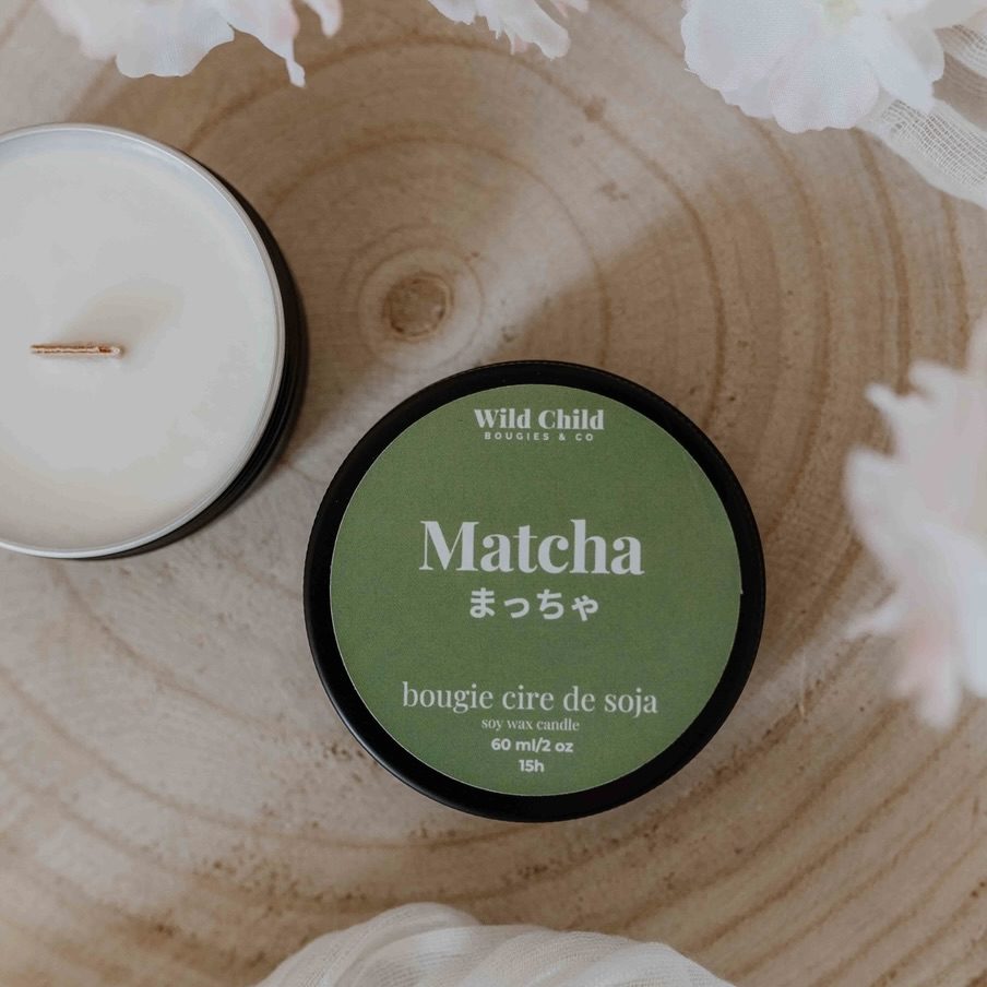 Natürliche Tee-Duftkerze Matcha klein 1 Natürliche Tee-Duftkerze Matcha klein